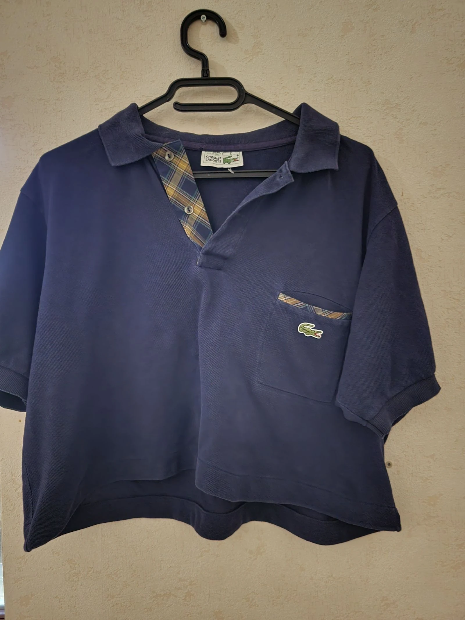 Vintage Lacoste Shirt Polo – Made in France – Tartan Details – Size 6 (L/XL) – photo 2